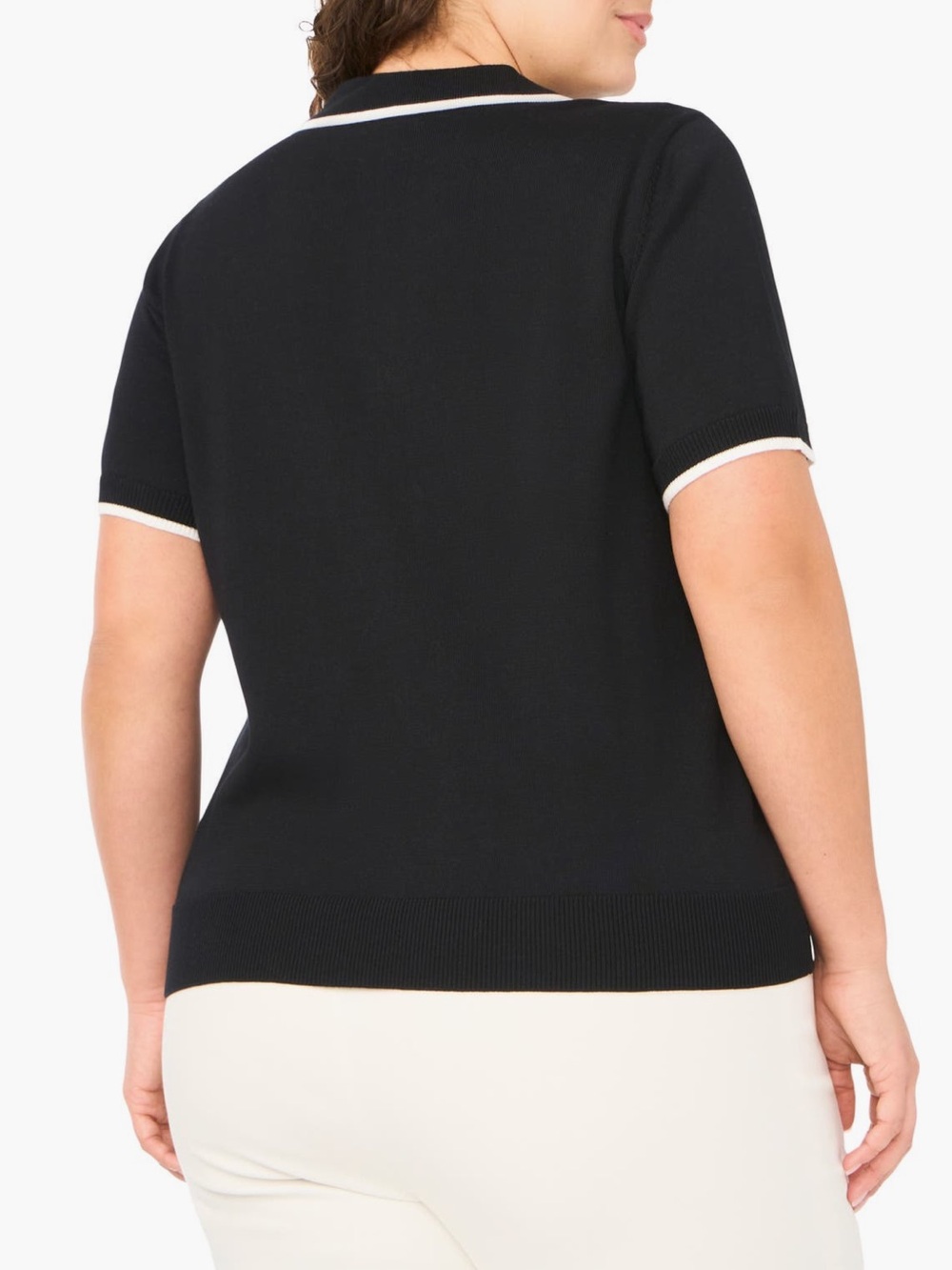 Women’s Halogen Black Knit Polo with White Trim, 3X - Picture 11 of 12